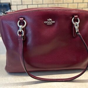 COACH #36606 Burgundy Crossgrain Leather Christie Carryall Tote Retail $450-VGUC
